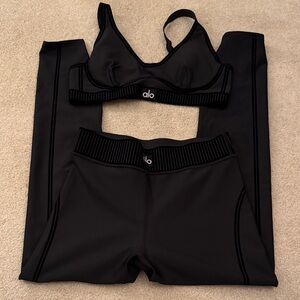 ALO Yoga Black Ribbed Waist Activewear Set